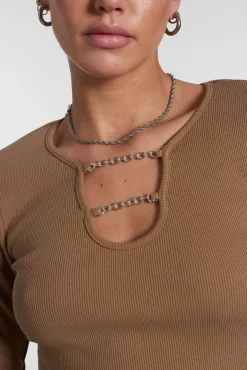 T-Shirts & Tops^The Ragged Priest Chain Long Sleeve Top Brown