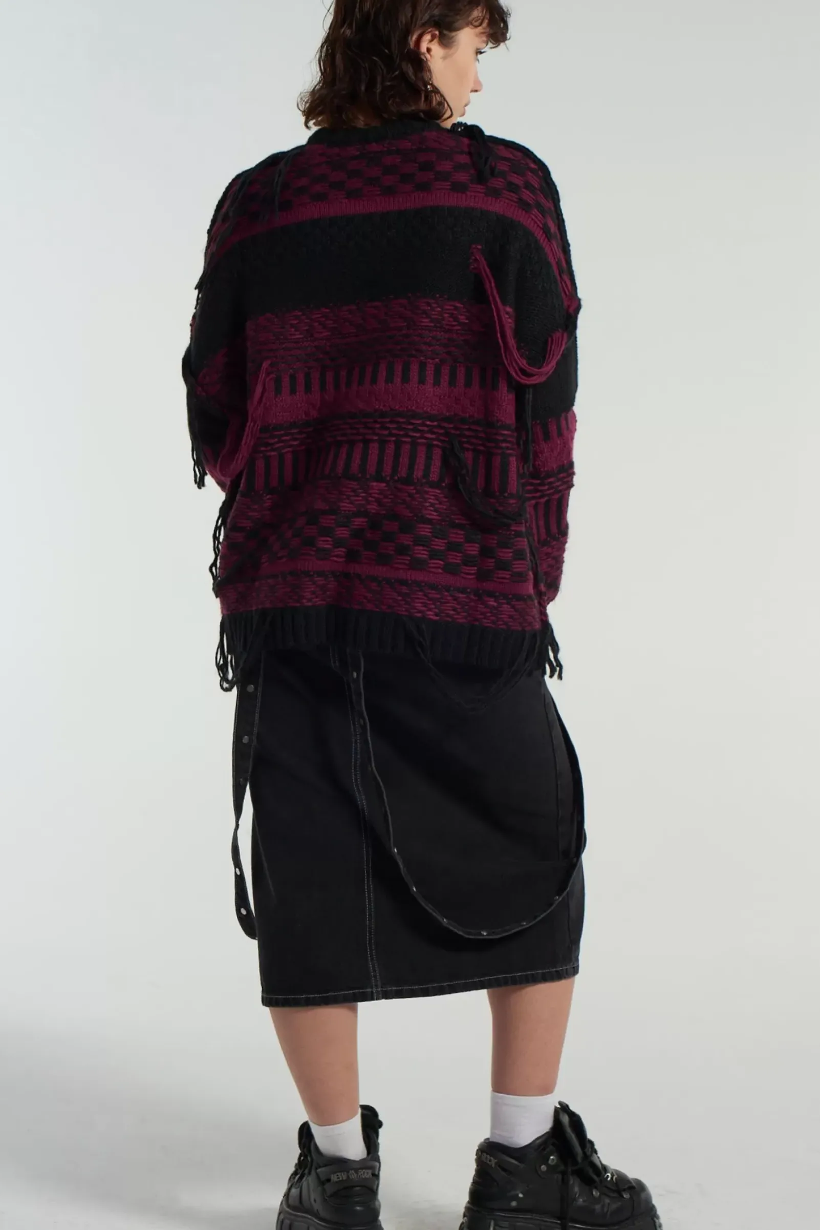 Knitwear & Sweats^The Ragged Priest Indie Knit Black & Maroon Black & Red
