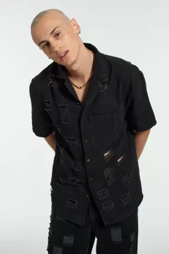 T-Shirts & Tops^The Ragged Priest Keeper Distressed Denim Shirt