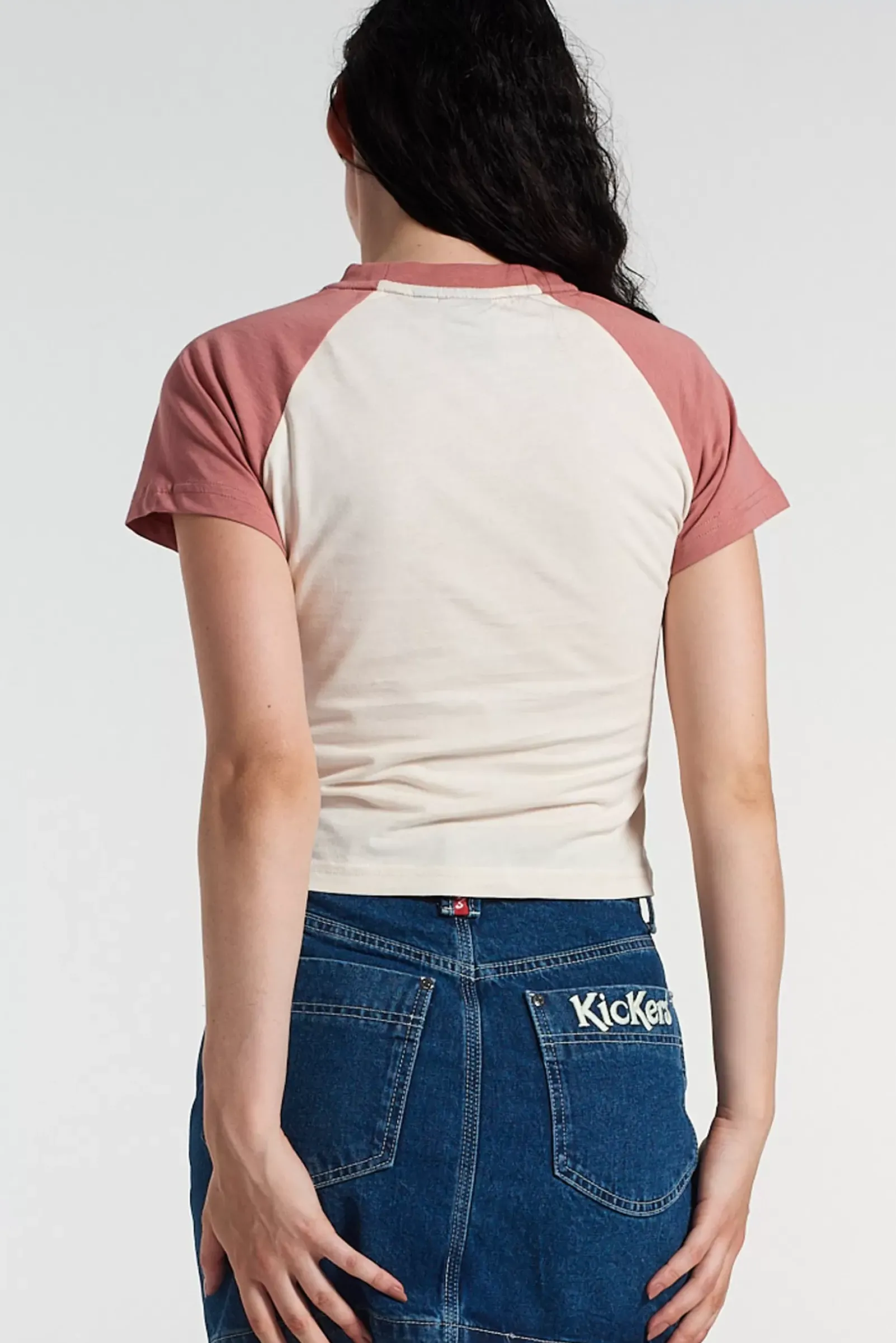 T-Shirts & Tops^The Ragged Priest Kickers Classics Raglan Ringer Tee Logo Jersey Pink & Cream