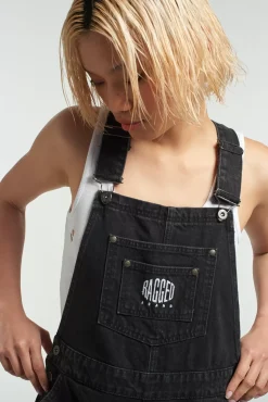 Skirts & Shorts^The Ragged Priest Ragged Black Dungaree Shorts