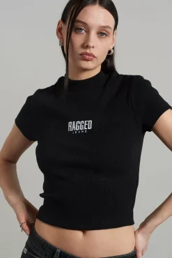 T-Shirts & Tops^The Ragged Priest Ragged Black Ribbed Short Sleeve Tee