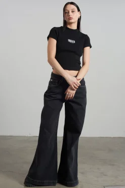 T-Shirts & Tops^The Ragged Priest Ragged Black Ribbed Short Sleeve Tee