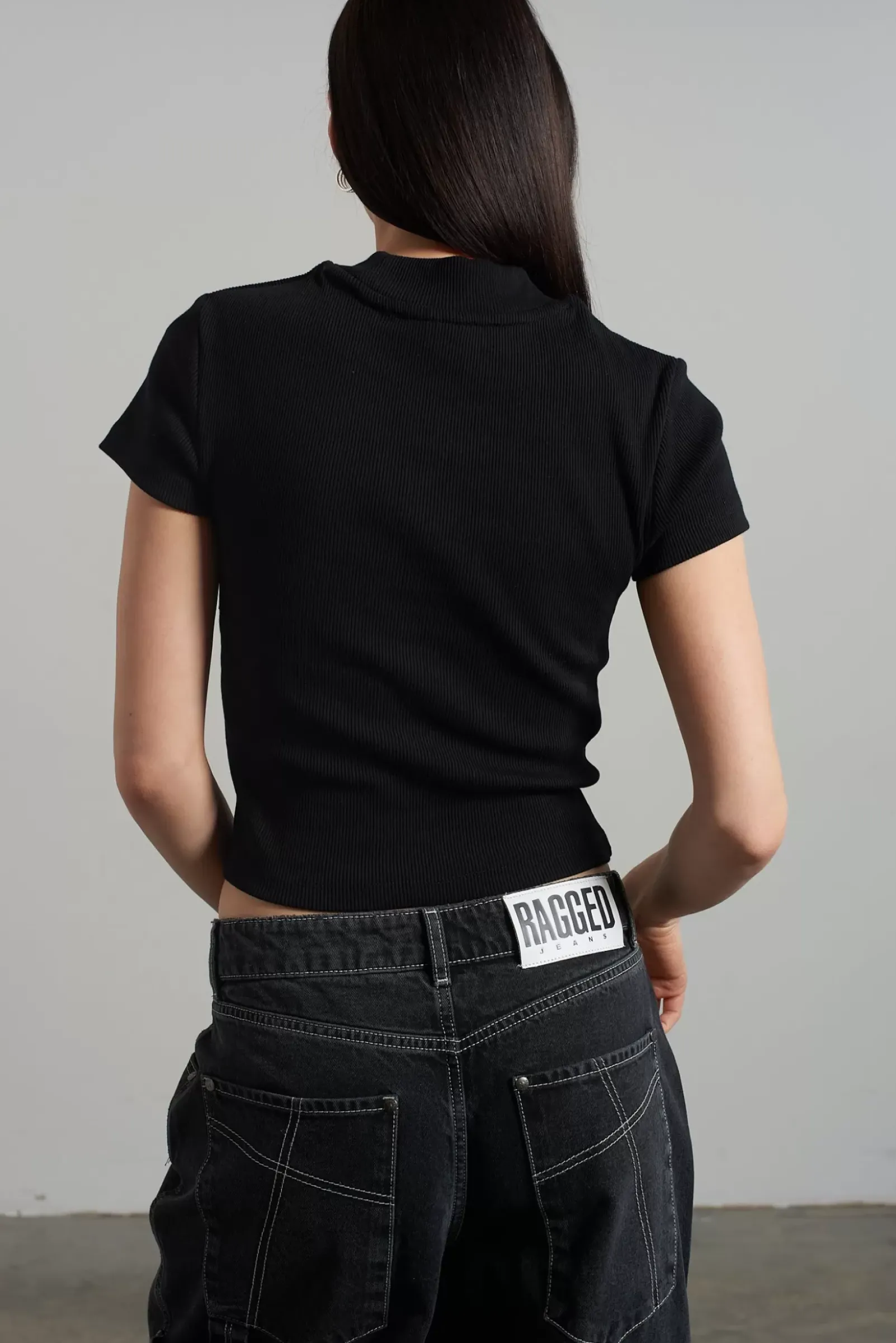 T-Shirts & Tops^The Ragged Priest Ragged Black Ribbed Short Sleeve Tee