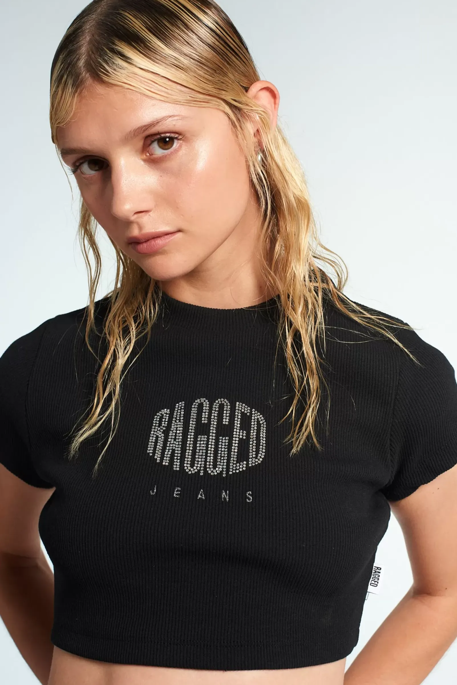 T-Shirts & Tops^The Ragged Priest Ragged Diamante Black Cropped Tee