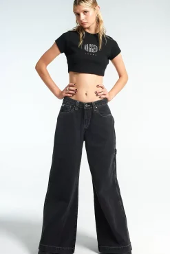 T-Shirts & Tops^The Ragged Priest Ragged Diamante Black Cropped Tee