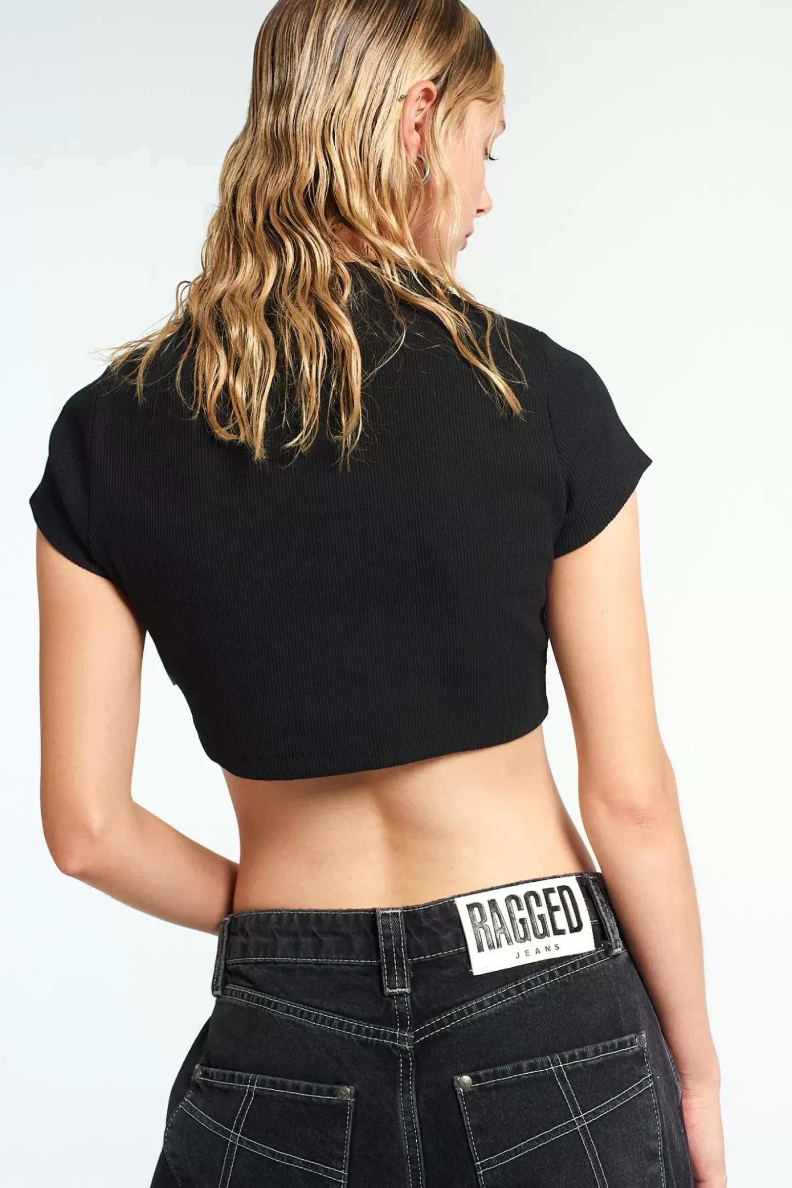 T-Shirts & Tops^The Ragged Priest Ragged Diamante Black Cropped Tee