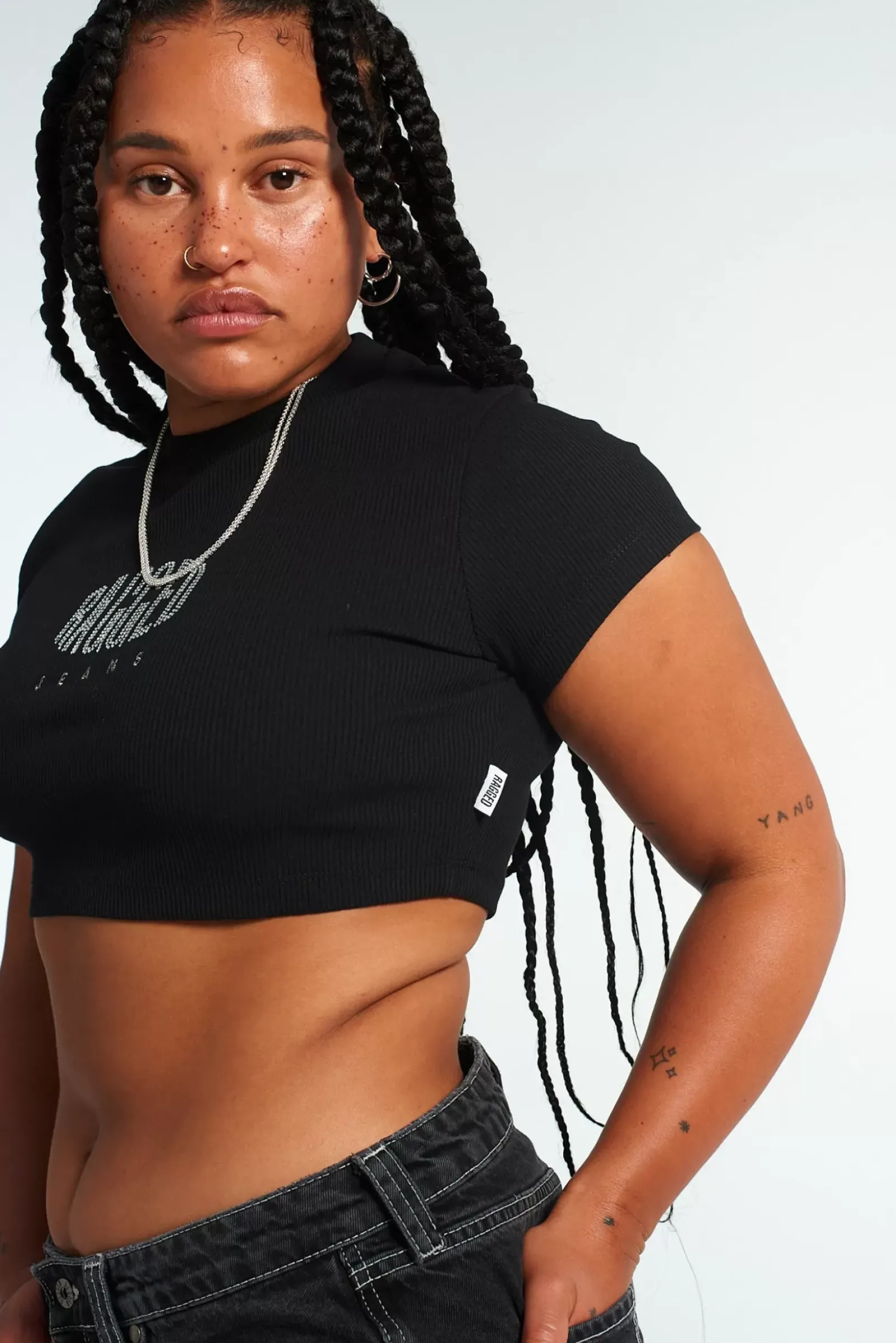 T-Shirts & Tops^The Ragged Priest Ragged Diamante Black Cropped Tee
