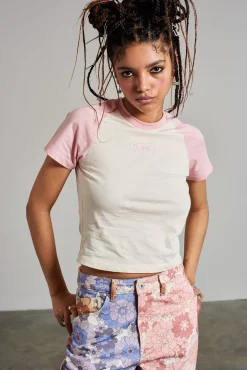 T-Shirts & Tops^The Ragged Priest Ragged White & Pink Raglan Top