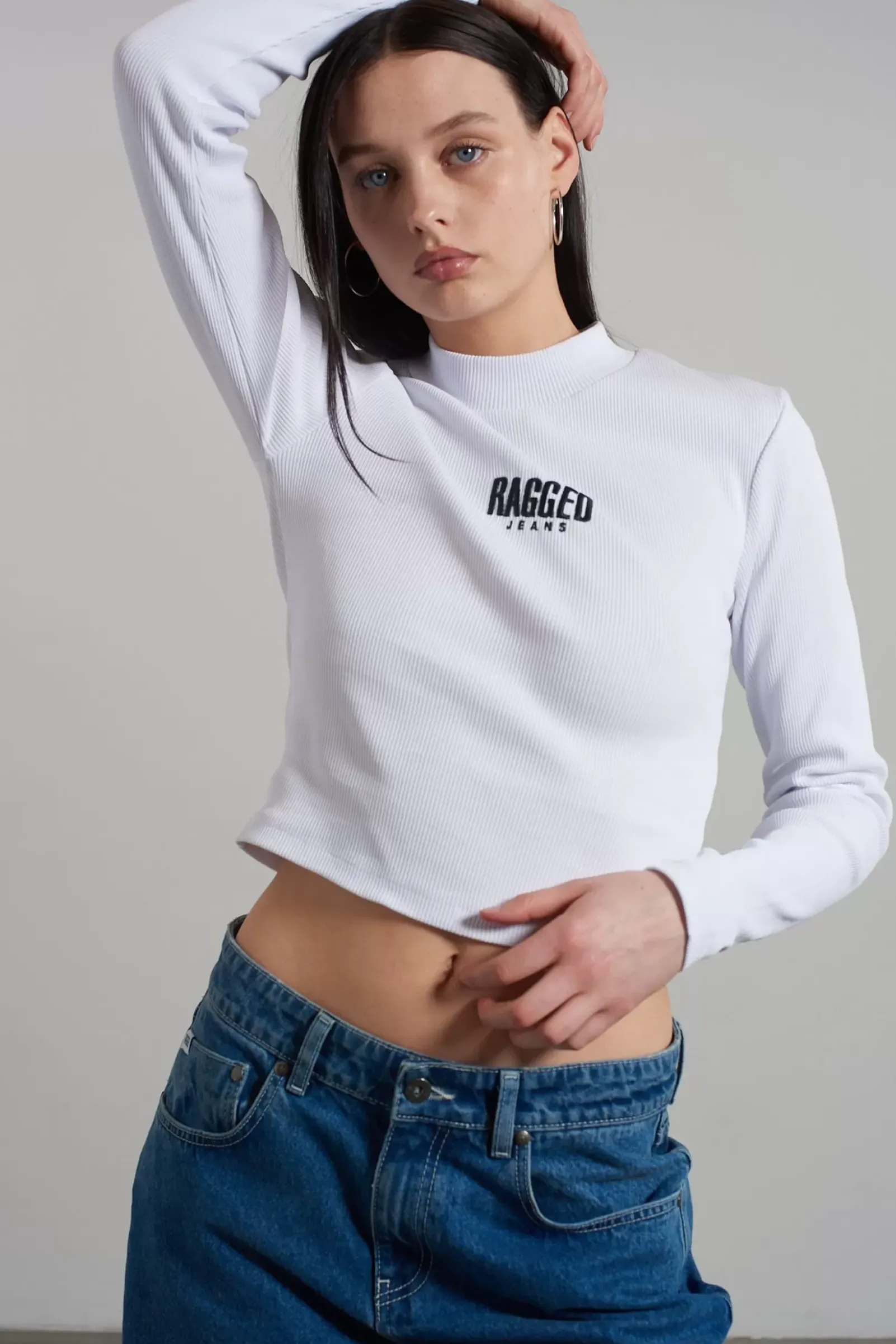 T-Shirts & Tops^The Ragged Priest Ragged White Ribbed Long Sleeve Tee