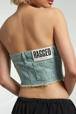 T-Shirts & Tops^The Ragged Priest Roxy Denim Corset Top Blue