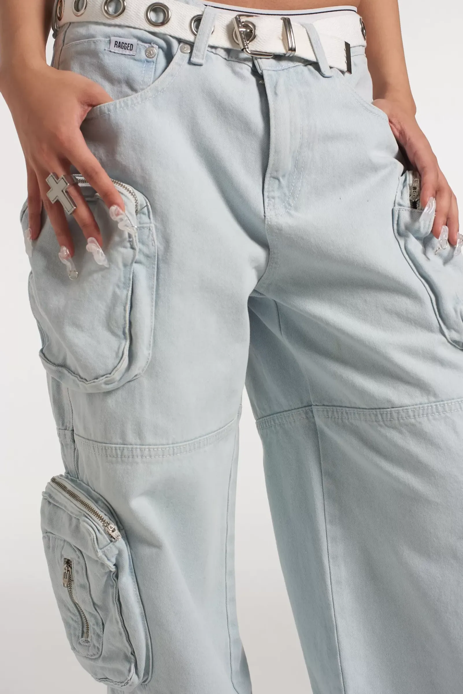 Jeans^The Ragged Priest Zip Combat Release Jean Stonewash